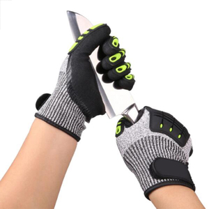 13 Gauge TPR Anti Cut HPPE Sandy Nitrile Coated Work Gloves Hand With Velcro Cuff and Padded Palm